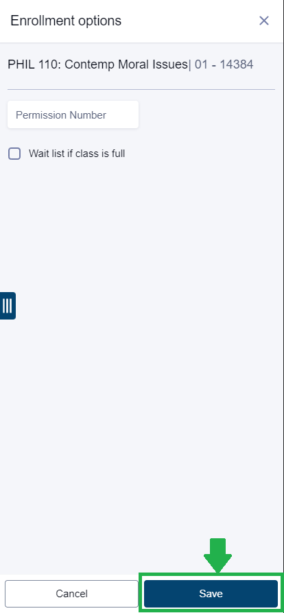 Next, if you'd like to be added to the waitlist if the class is full, check the appropriate checkbox. Then tap "Save".