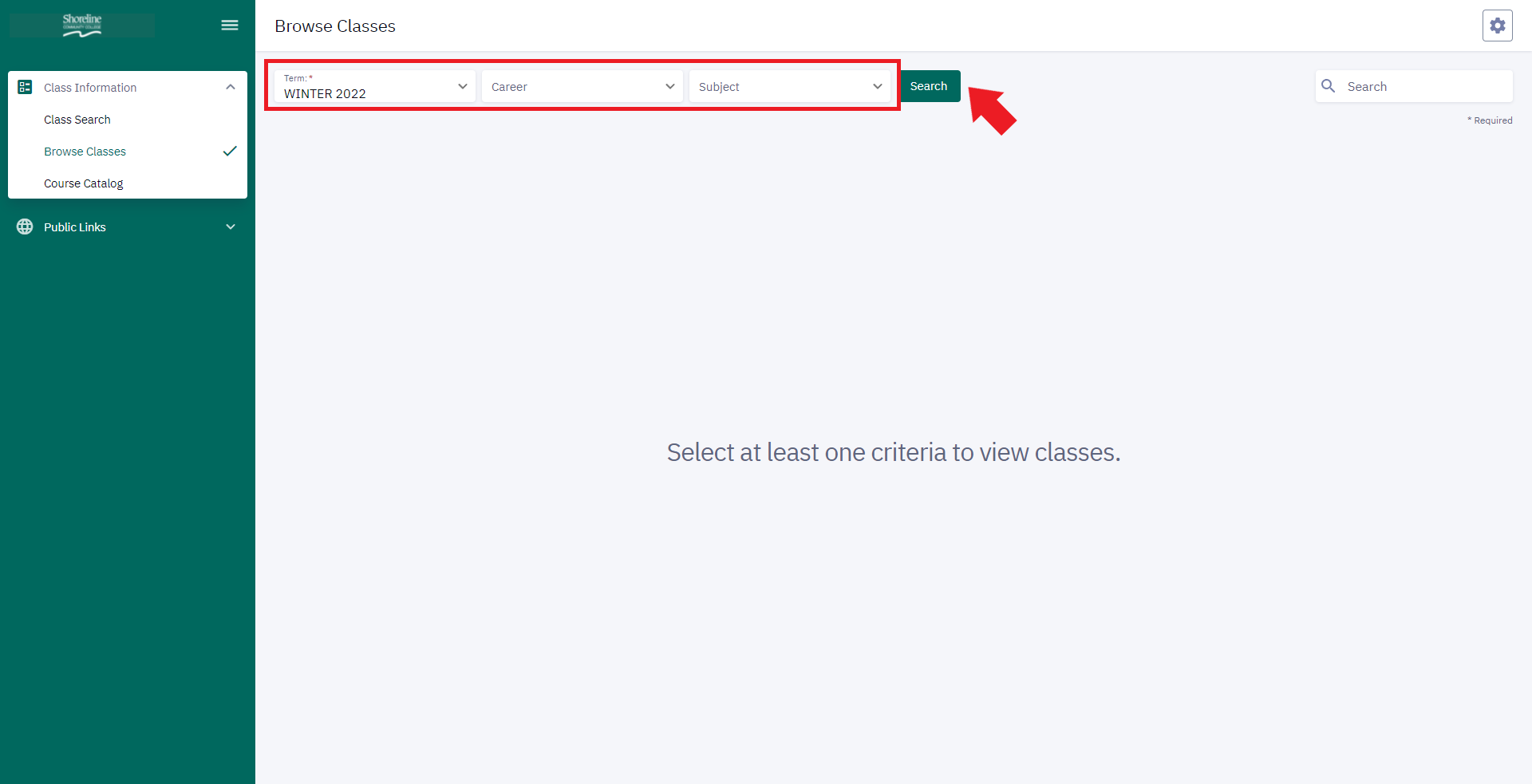 Then, set your desired filters and click "Search".