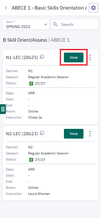From here, you can tap on the "View" to see more information about that class.