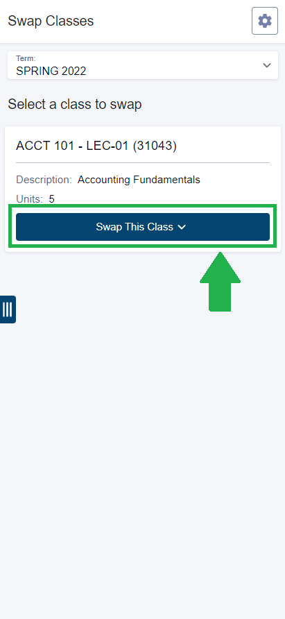Next, find the class you would like to swap and tap "Swap This Class".